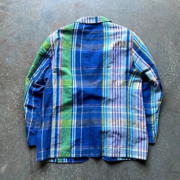 VTG Polo Ralph Lauren Men's Plaid Madras Linen Cotton Blend Blazer Jacket XL - Picture 3 of 8